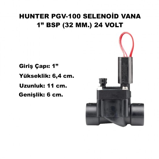 HUNTER PGV-100 SELENOİD VANA 1" BPS (32 mm.) 24 VOLT