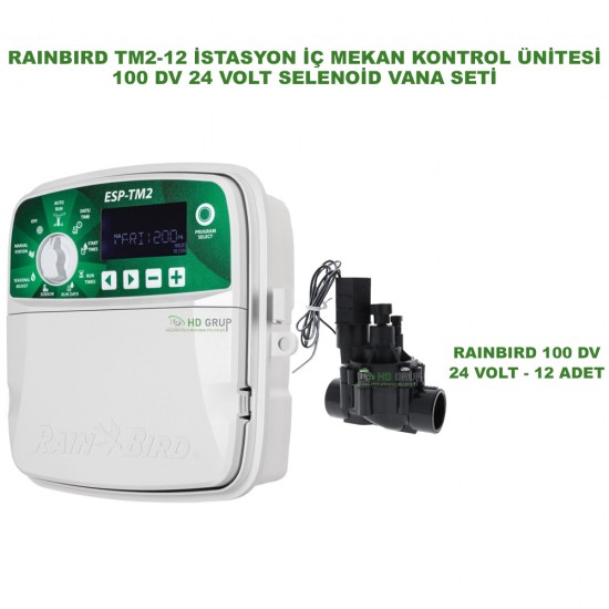 RAINBIRD İÇ MEKAN ESP-TM2-12 İSTASYONLU KONTROL ÜNİTESİ VE 12 ADET 100 DVF VANA SETİ