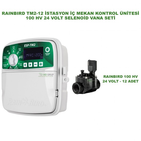 RAINBIRD İÇ MEKAN ESP-TM2-12 İSTASYONLU KONTROL ÜNİTESİ VE 12 ADET 100 HV VANA SETİ