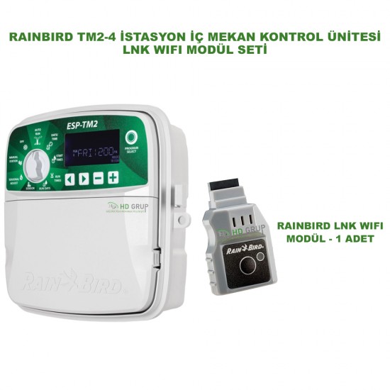 RAINBIRD İÇ MEKAN ESP-TM2-4 İSTASYONLU KONTROL ÜNİTESİ + LNK2 WIFI MODÜLÜ