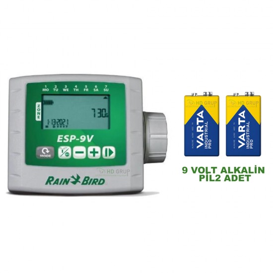 RAINBIRD ESP-9VI-2 PİLLİ KONTROL ÜNİTESİ 9V. 2 İSTASYONLU VE 2 ADET 9V ALKALİN PİL