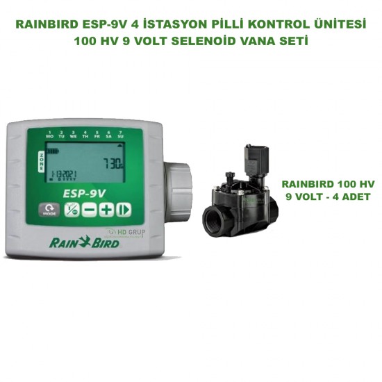 RAINBIRD ESP-9VI-1 PİLLİ KONTROL ÜNİTESİ 9V. 1 İSTASYONLU VE 1 ADET 100HV 9V. VANA SETİ